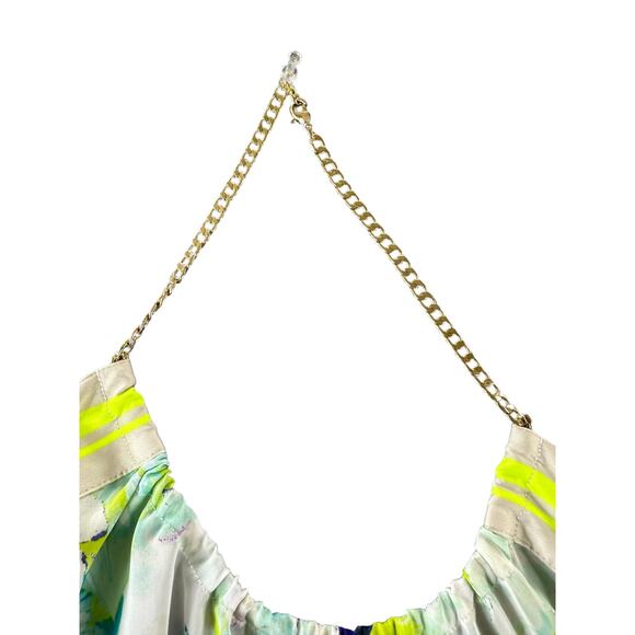 NWT Express Multicolored Floral Gold-Tone Chain Halter Top Women's Size XS - Picture 2 of 5